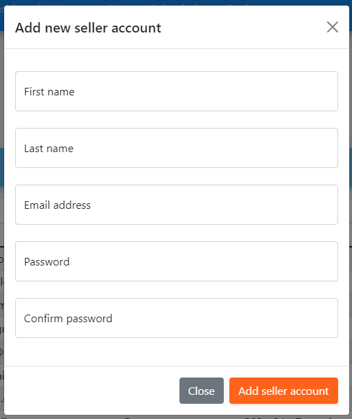 Add new seller dialog